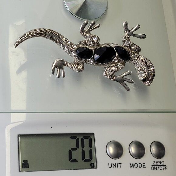 Silver Lizard Brooch Pin Rhinestone Gecko or Lizard Brooch Pin - Picture 13 of 14
